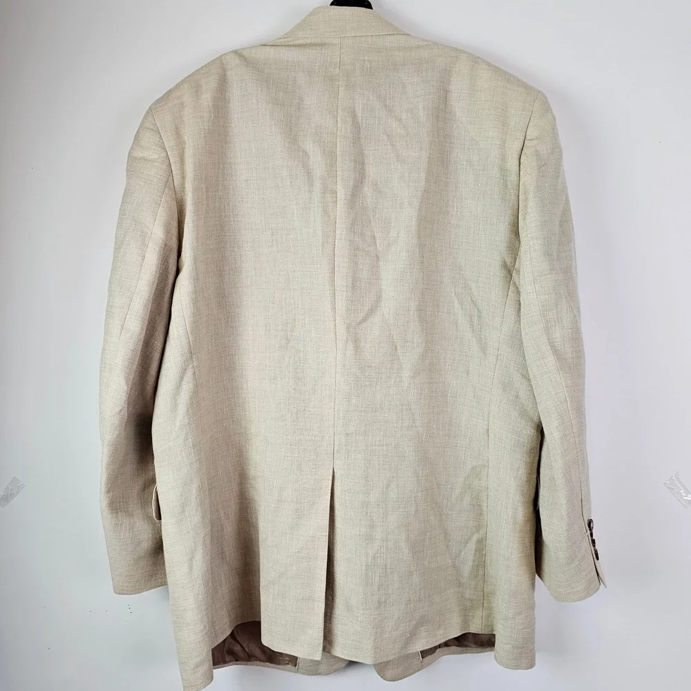 Jos. A. Bank Mens 48R Blazer Linen Wool Blend Tan Sport Coat Two Button Beige